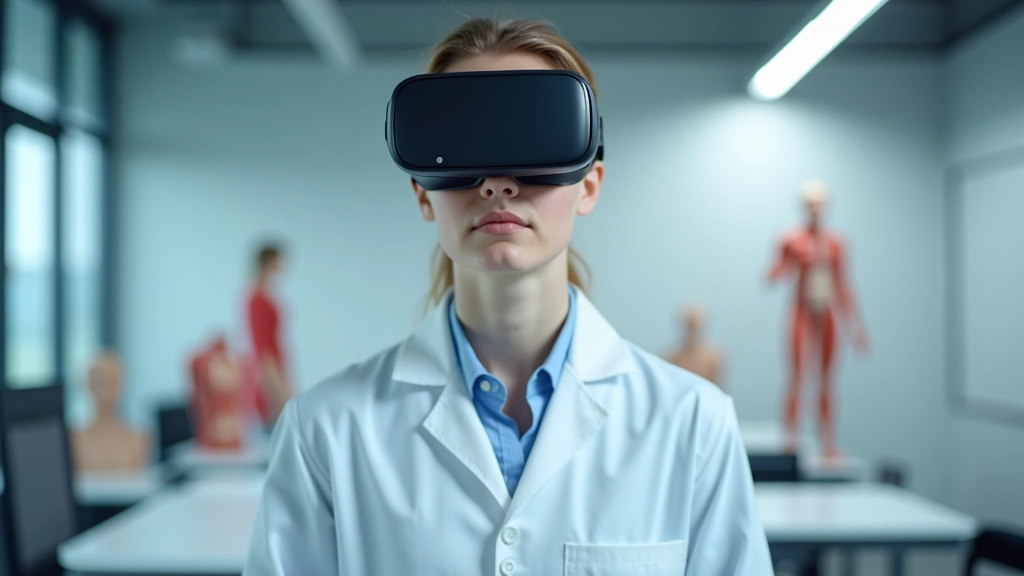 Medico studentas virtualioje operacinėje, atliekantis chirurginę procedūrą
